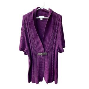CJ Banks size 2X 100% cotton purple knit vest faux belt